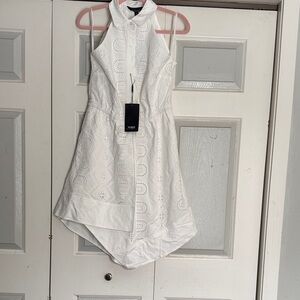 White House black market cotton eyelet asymmetrical Dress size small nwt